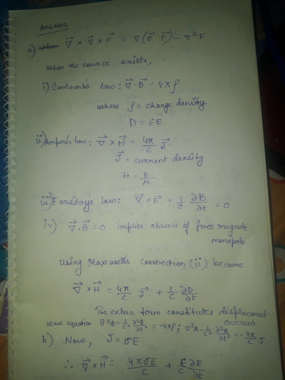 Ansaeer c a) when Ž x V x Foto F_72E When the source exists, i) Coulombs law: 3.0 = 478 where f = charge density D = EE ů Amp