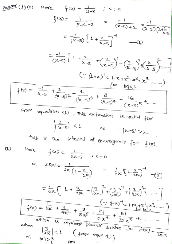 Answer (1)(Q) Here frax) = 3x ; =5 f(x)= 1-2 (7.5972 -5) [ -1 x+5) +2 Cx-5) [2 + 2 / x-5 오 2 + x-5 (1) 1 2 (2.5 4. X-5 2 +633