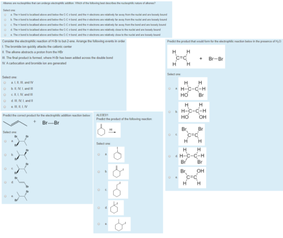 Alkenes are nucleophiles that can undergo electrophilic addition. Which of the following best describes the nucleophilic natu