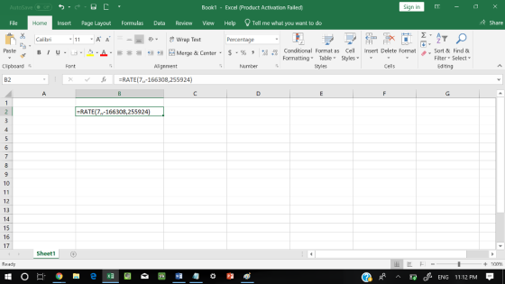 AutoSave Book1 - Excel 《Product Activation Failed) Sign in File Insert Page Layout Formulas Data Review View Help Tell me wha