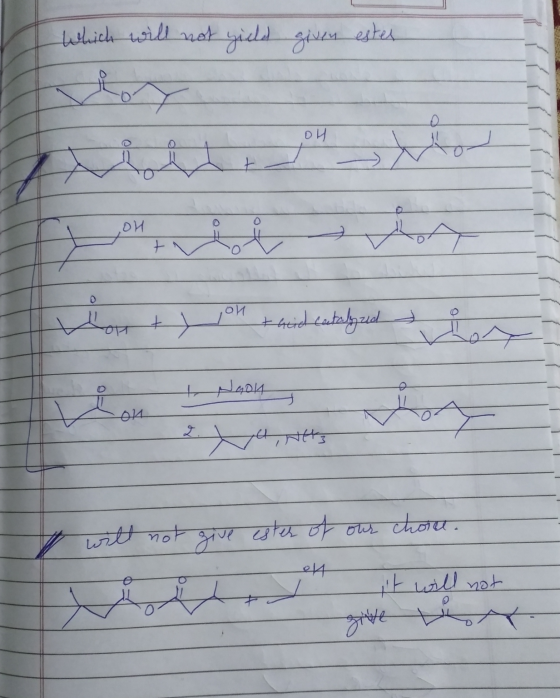 which will not yield given ester hort on theird catalyzed in i +424Ť I will not give ester of our choot. الحمد لله اال هل من