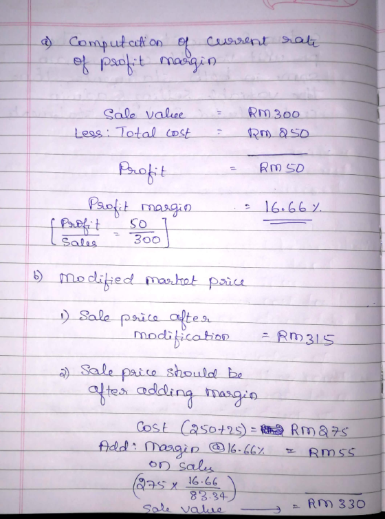 Computation paofit macigin- f Curent rat RM300 Sale valee Less: Total cost Profit Paofit margin 16.66%. fPaefit 50 300 Sales