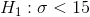 H_{1}: \sigma < 15
