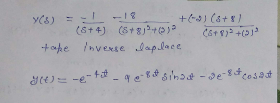 YOS) - -1 -18 +(-2) (5+8) (3+4) (S18) 2+ (2) 2 (848)2 + (2) 2 inverse laplace tape y(t) = - e-tet - a 6-8 it sinact-2 0-8 it