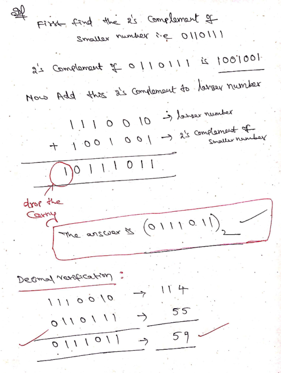 First, find the as Complement of smaller number się olloll as Complement of Ol1011 lis 1001001 Now Add this as complement t