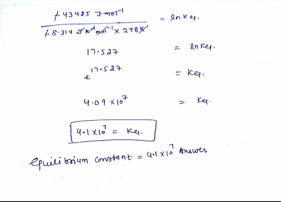 - enkep. 743425 J-mot! 18:314 Jkt mot X 298% = enkep. 12.527 170527 e = Kep. 4.09 X107 = Kee. Tuolxlo = ka. I 7 equilibrium