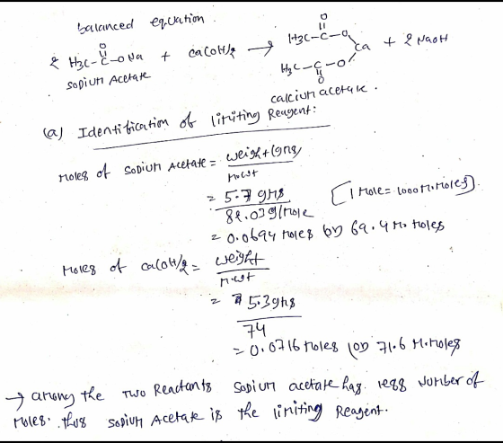 balanced eUaton H2c-c- 11 cacotk &Hzc--oa Sopiun Acetate calciun acet4 K a Identifiction dliriting Reagent weigktong noleg ot