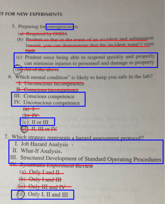 IT FOR NEW EXPERIMENTS 5. Preparing for emergencies is (at Required by OSHA (b) Prudent so that in the event of an accident a