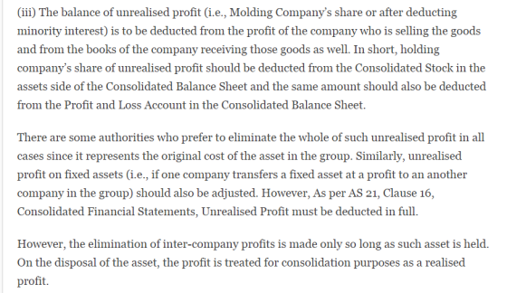 (iii) The balance of unrealised profit (i.e., Molding Companys share or after deducting minority interest) is to be deducted