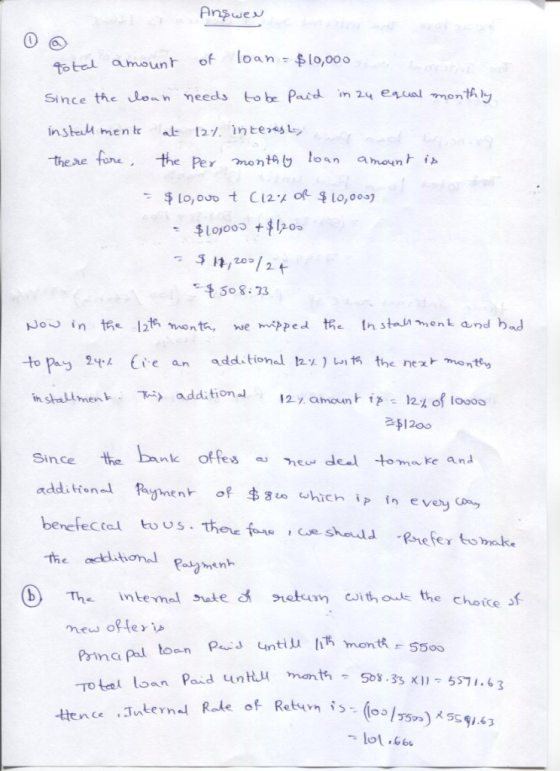 toted amount of loan 10,000 Since the onn eeds tobe Paid im 2y ercal monthly 10,000 + 20s 508:23 to hy 29% (ie an adda tional