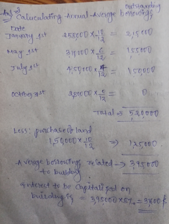 oudstanding Date Any Caluculating Arrual-avenge bomoustys January 4st 255000x10 = 25000 May ist 319000 x = 155,000 Julygst 1.