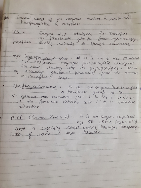 And General names General of Phaskhwaylation involved in reversible the enzymes & reactions: Kinuse : Enzyme that catalyzes h