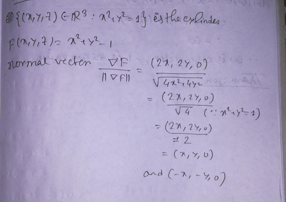 & {(2, 7, 7) ER² : 2242 - 17, es the exlinder IF(ny,7) x² + y21 normal vecten - (22, 27,0) OFIL 1402, 492 Not roll = (22, 27,