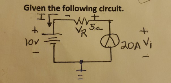Given the following circuit. IWV + I lov VRL УаоA Vi Hu