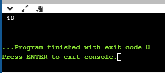 -48 ... Program finished with exit code 0 Press ENTER to exit console.
