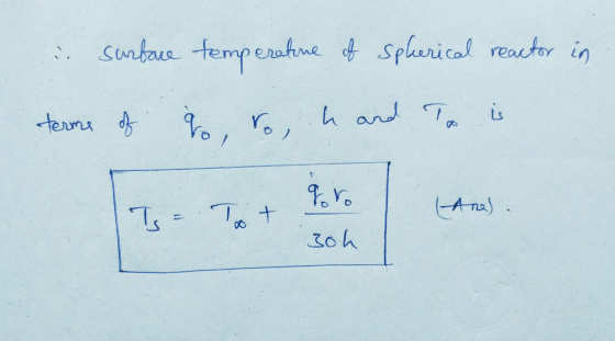 surface temperature of spherical reactor in is terme of to, to h and T a qoro -Anal. T = Tot 30h