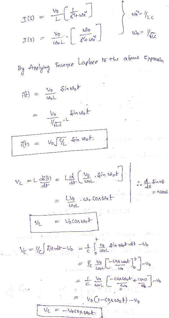 T = No to start was a 16) - You are here to 10% ke wo Kite VO I() = WOL L stwo by Applying inverne Laplace to the above Expre