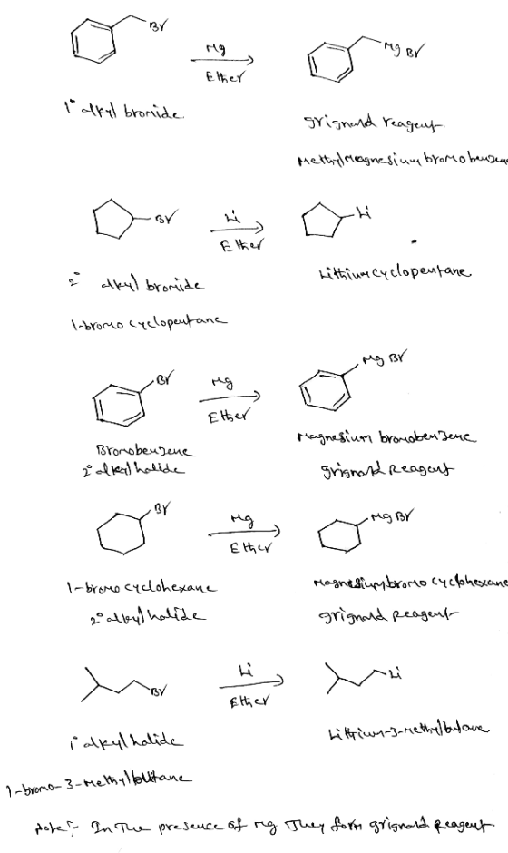 BY Mg BY E er Mlal bromide grignd reageuf Mettylragne sium braro bugu Eker itiurcyclopentane broride \-broro eyelopeufanc Ett