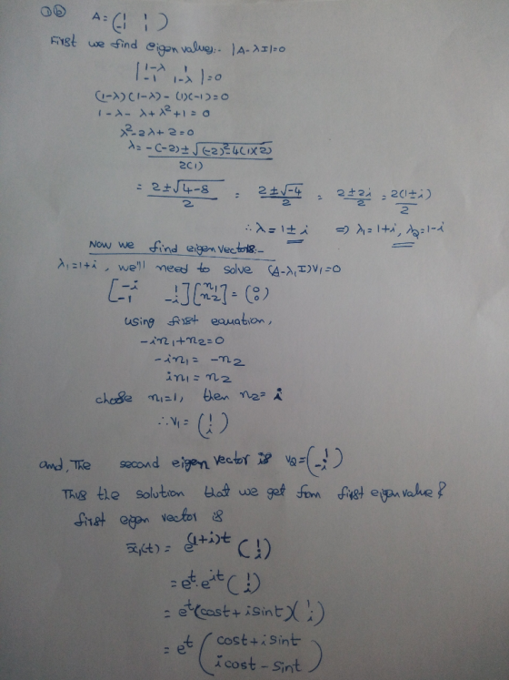 00 AG) i) 2 First we find eigen values: - IA-XI)=0 179 - 1:0 (1-x)(1-x) = (1)(-1)=0 1-d- X+X+1=0 Rad+2=0 da-(-2) ► Se 234(002