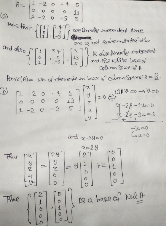 1 - 2 o 11 0 - 4 5 13 -3 s 1 - 2 O Note that {1:1.0:1 and also 1 오 4 are linearly independent since one is not scalas multipl