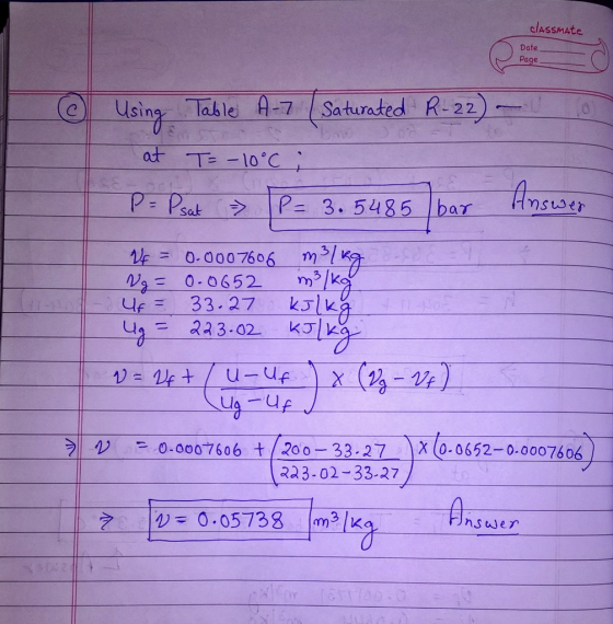 classmate Date Page = 0.0007606 m3/ K 0.0652 mk = 33.27 kJlk ラ1 +/200-33.27 )x(0-0652-о-o007606 1) = 0-000-7606 R33-02-33-27