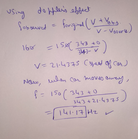 fobserved using dopplers effect foriginal (v + Yoby. v-vsource) = 150C 160 S&C 343 343 to 343 v V=21.4375 (speed of cor) mov
