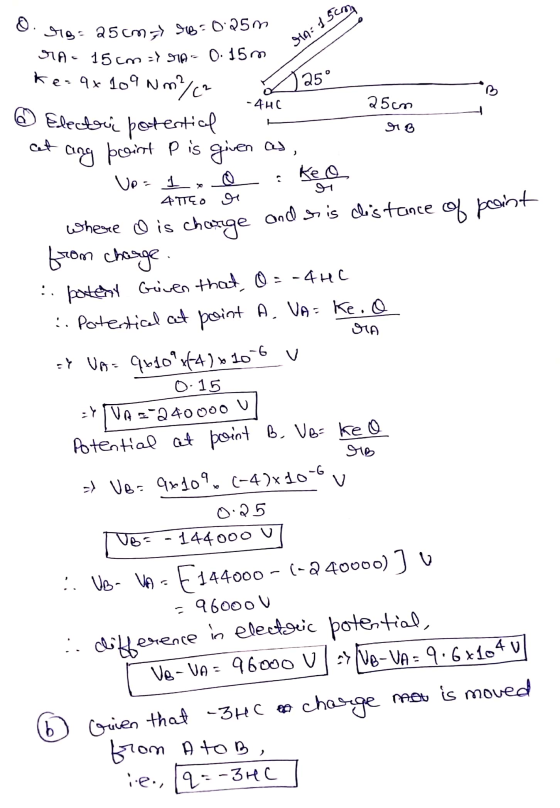 O. MB: 25cm sb: 0.25m SA 15 cm - 0.15 m MA: 15cm ke-9x109 Nm/? J25° - 440 25cm rB cet Electric potential ang point P is given