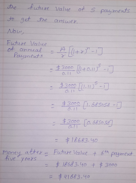 the to s future value of the answer. payments. get ردا ۸ Future Value of annual Payments of sunnual - Ą [1+2) – J - $3.000 (1