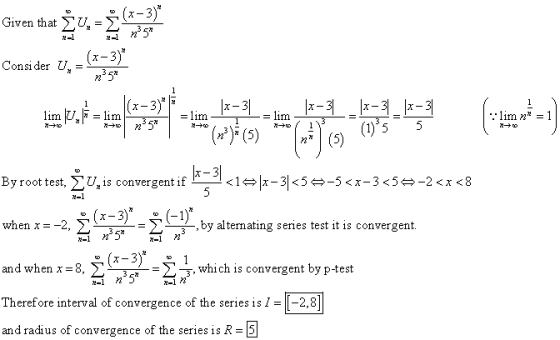 Given that į V. = 9 (2-3)* - n5* Consider U, (x-3)* n25 1 (x-3)*| - 31 lim Url = lim =lim |x-3| (n?) (5) lim 27 n? 5* |x-31_1