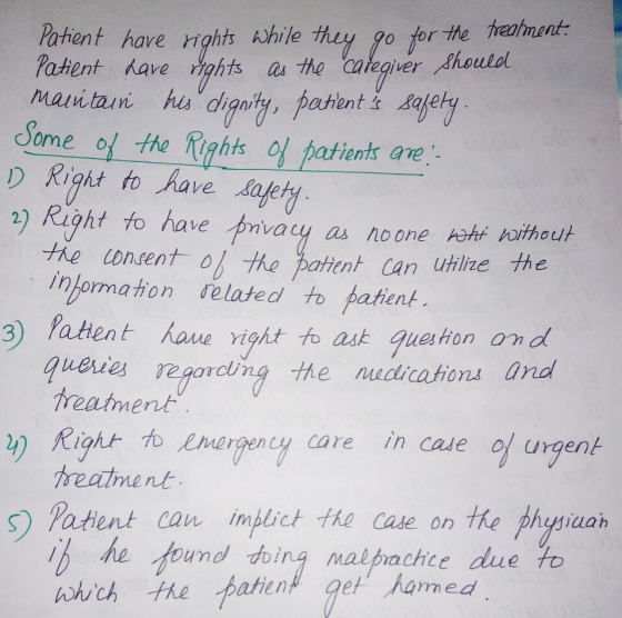 o for the treament- Patient hare rights hile maritauni his dinity, pathents Safety Someol the Rights ol patients are. D Right