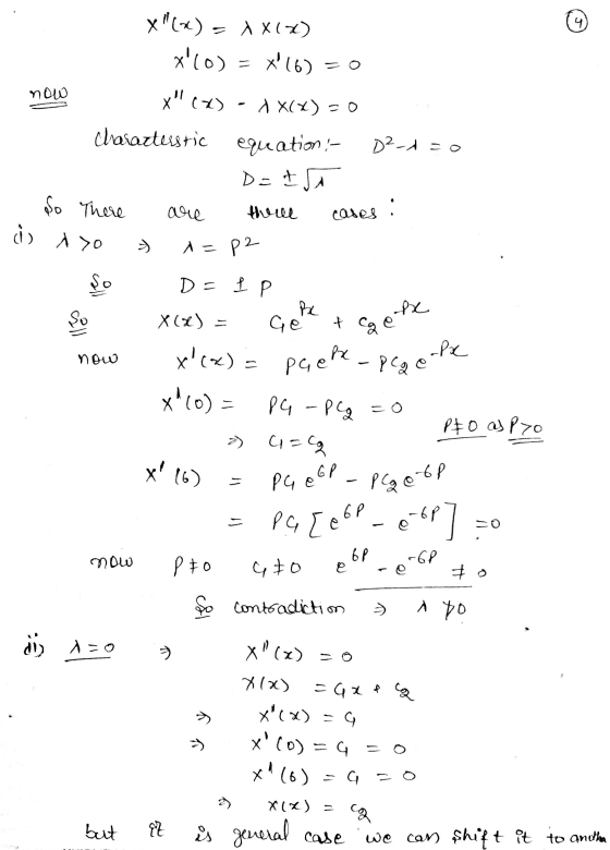 4 now x(x). = x(x) x(0) *16) = 0 x() - AX(X) =0 Chavartestic equation :- D=t So There are >o A = P2 D2-1=0 thrill cases å