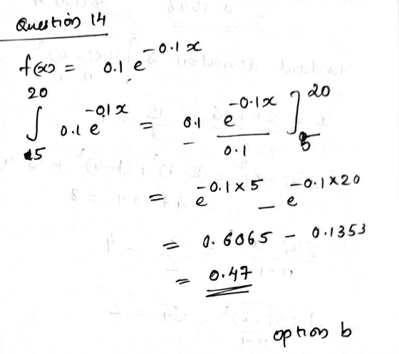 Question 14 f- 0.0 8 -011 oile = ole lo - 0. jx 5 -0-) x 20 ๆ - 4. 6665 - 0.1353 - 0.4 Tophon b