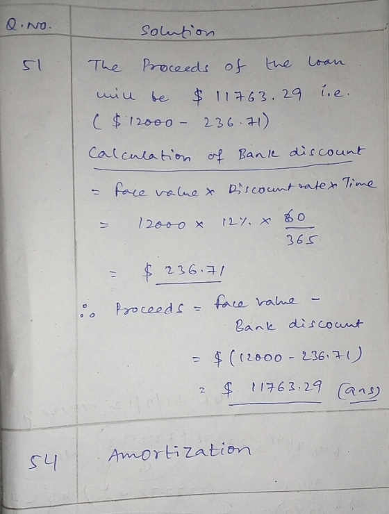 51 | The proceeds of-(Mしかししし be 11 63. 2 e culatonanle di s count 36S bank di scount ((2800 236) IG:2 ()