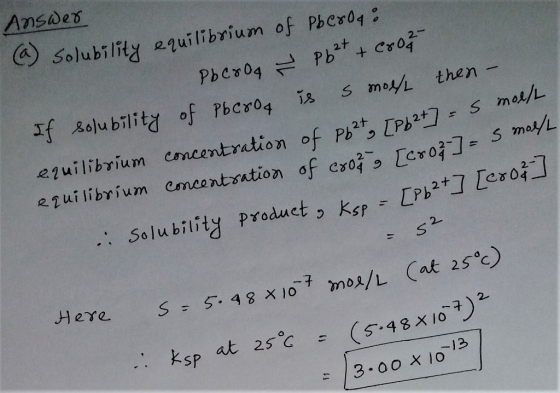 Ansdes Solubility quilibrium of Pber04 Pher04 Pb Cro + f solubilitd of Pbcro4 S moyi then - 2uilibrium concentration of Pb2,