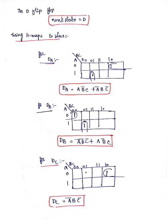 In a flip flop (nent sbate =D wring k-maps to slue: DA 001 11 O [PA = ABC TĀBE ODIO OT (PB = ABCt ABC B bei BCA (pe - ĀBE