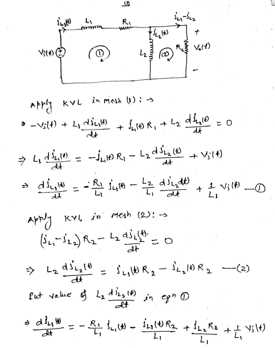 Ee siste spotka LI mm t Vile) La Rež Volt) in mesh (1) :- Apply kva dinglit) & -Volt) + 2, diaght) dt + Sultri tha dt => Le d