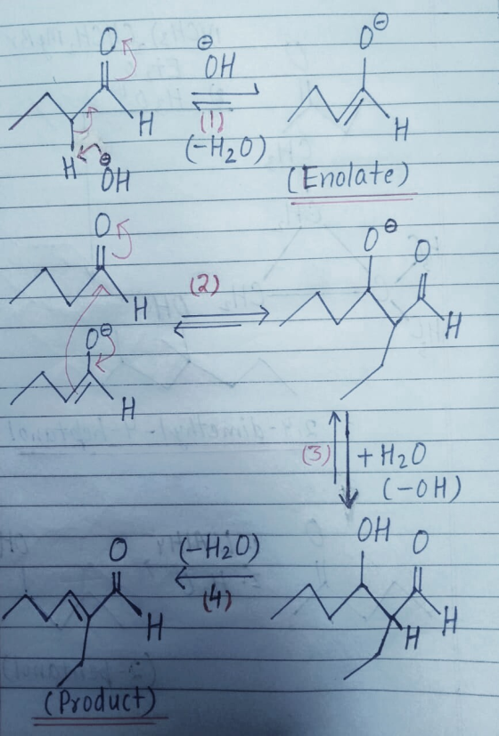 OH (H₂O) Enolate) 3 +H2O (-OH) O C-H2O) Oh o (Product)