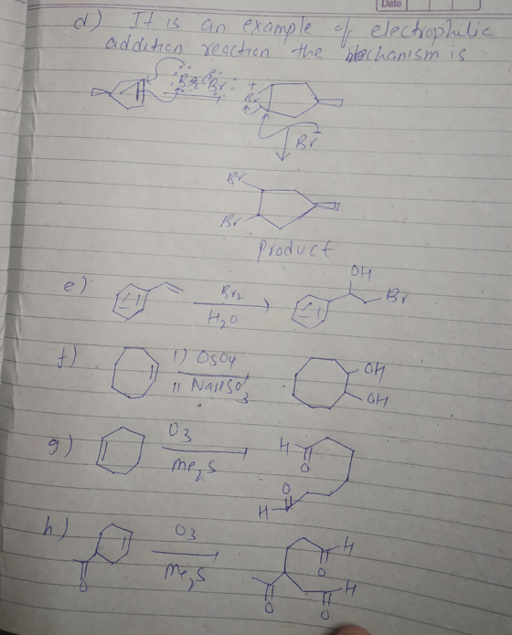 Date d) It is addition an example reaction the of electrophilic mechanism is .. Product 1) Osoy 1 Nalso -OH 03 ot