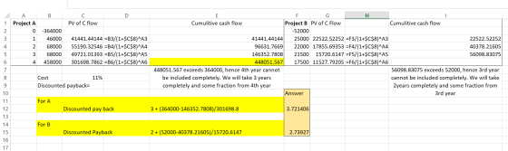в H. PV of C flow Project A 0 nmano 2 3 4 -364000 46000 68000 68000 458000 41441.44144 =B3/(1+$C$8)^A3 55190.32546 =B4/(1+$C$