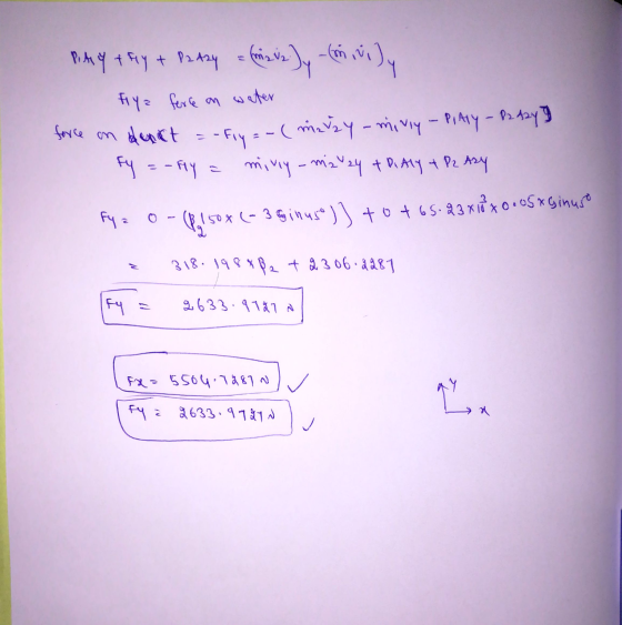 simy say + Po druy clariss)- tein fiya force on water force on dunt =-Fly = -( merzy -milly - PlAry - B2 day & fy = -fly = mi