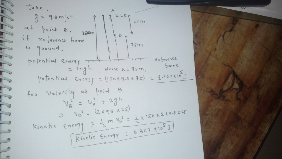 でa ke 2Sr LS 92040여, Pofential ner ference eam e 8乂チs) fo γ V니.cial 악 point B. 29 h kinetic Ene