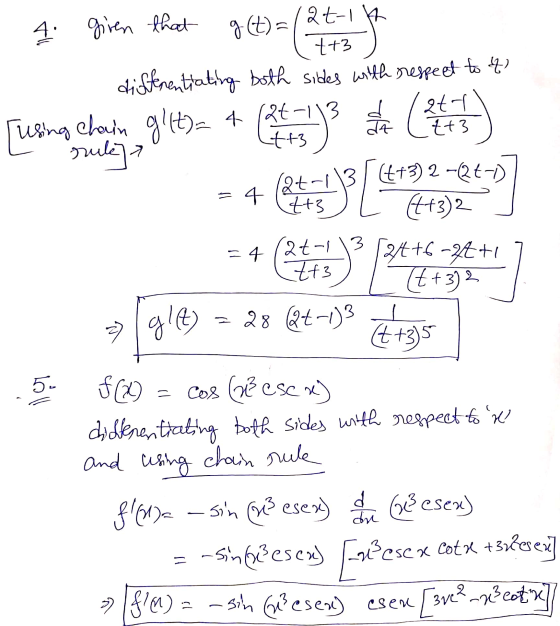 g. (t) =/2t-1th 4. given that ++3 differentiating both sides with respect to t) [using Chain gl(t)= 4 (2t - 1)3 g/t) + (24-19