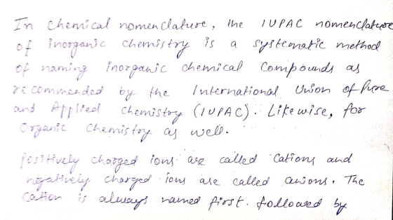 In Chemical nomenclature, the IUPAC nomenclatepe of inorganic Chemistry is a systematic method of naming inorganic chemical c