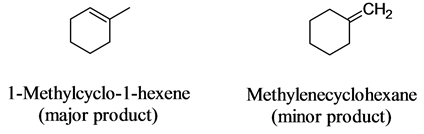 CH2
1-Methylcyclo-1-hexene
(major product)
Methylenecyclohexane
(minor product)
