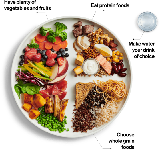 Have plenty of vegetables and fruits Eat protein foods Make water your drink of choice Choose whole grain foods