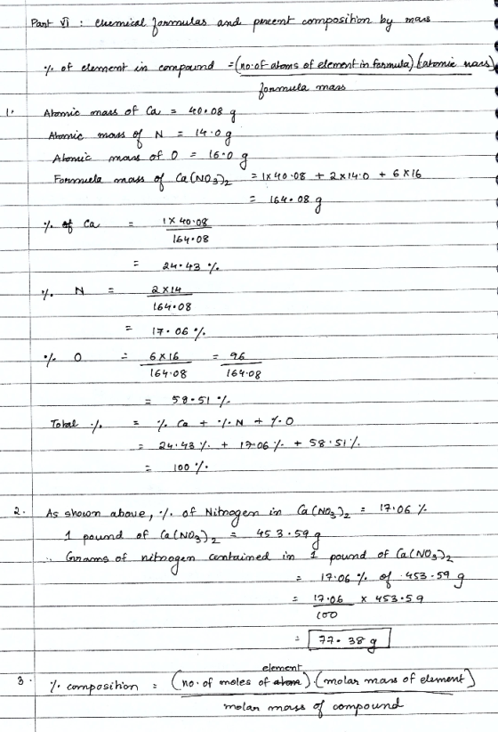 Pant vì :...cuemical ferraules and parent composibion by mas y of element in compound -(no of atoms of element in formula) ba