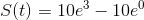 S(t)=10e^3-10e^0