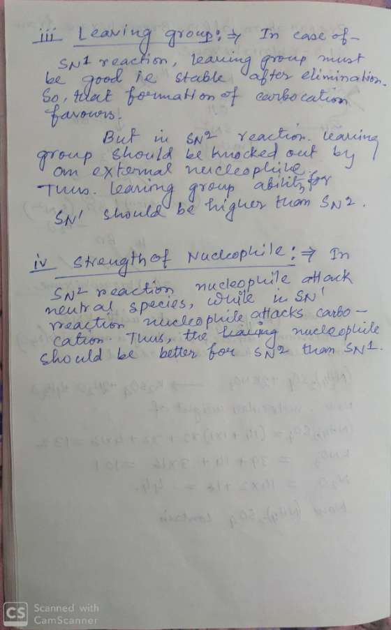 in Leaving group. In case of SNl reaction, rearing group must be good se stable after elimination So, that formation of carbo