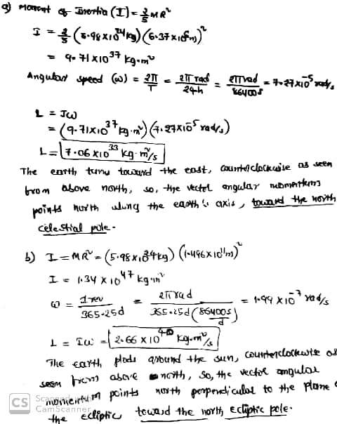 gf morcent of Evertia (I) MARS 1 *(-98x1049) (6-37 x 1gfing) * = 9-HX10+ Kgmv Angular speed (w) = ? - Porade med = +HxŪK um