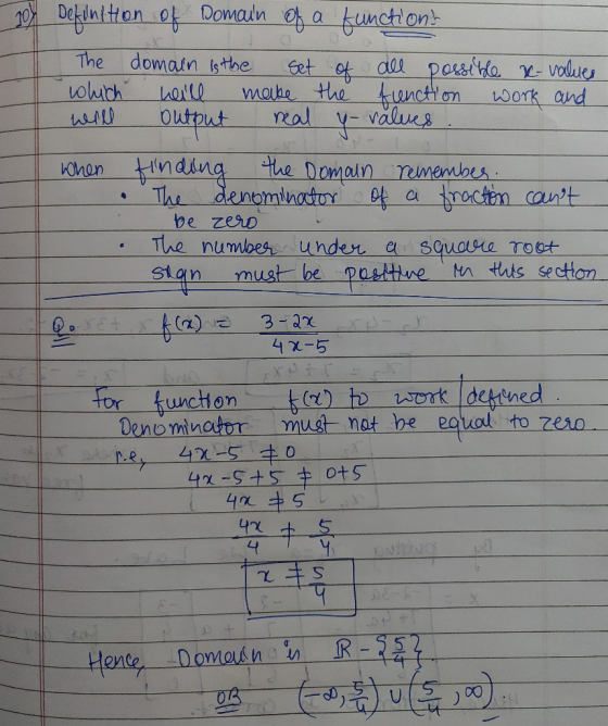 20 Definition of Domain of a function! The domain is the set of all possible x-values wlutch will make the function work and